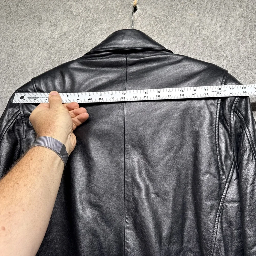 Izod Black Leather Jacket Men's Large Classic Bomber Moto Core‎ Style
